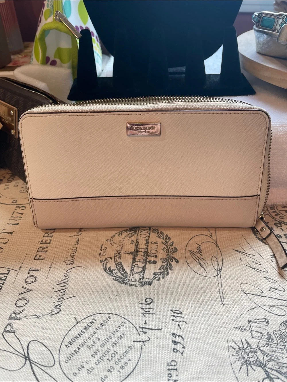 kate spade Light Beige and Taupe  Zip-Around Wallet